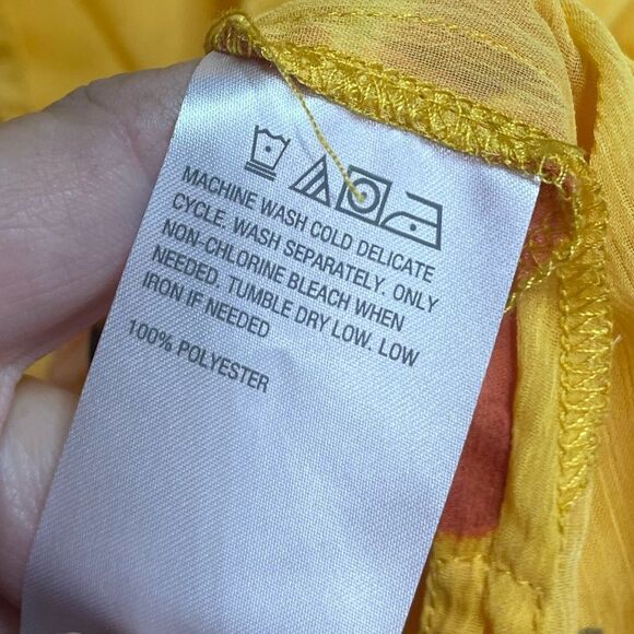 G by Giuliana Yellow Floral Button Front Sheer Blouse 2X - Picture 5 of 6